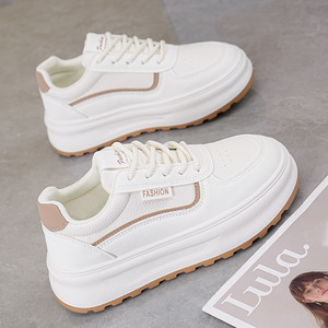 Chaussures de skate pour étudiantes coréennes de haute qualité, nouvelles, blanches, à lacets, décontractées, semelles épaisses, montantes - Product Image 4