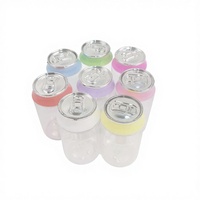 Bouteille de bonbons en plastique PET 90 ml 3,5 g en forme de canette de soda avec logo personnalisable, couvercle coloré et autocollants, bouchon à vis pour sucre