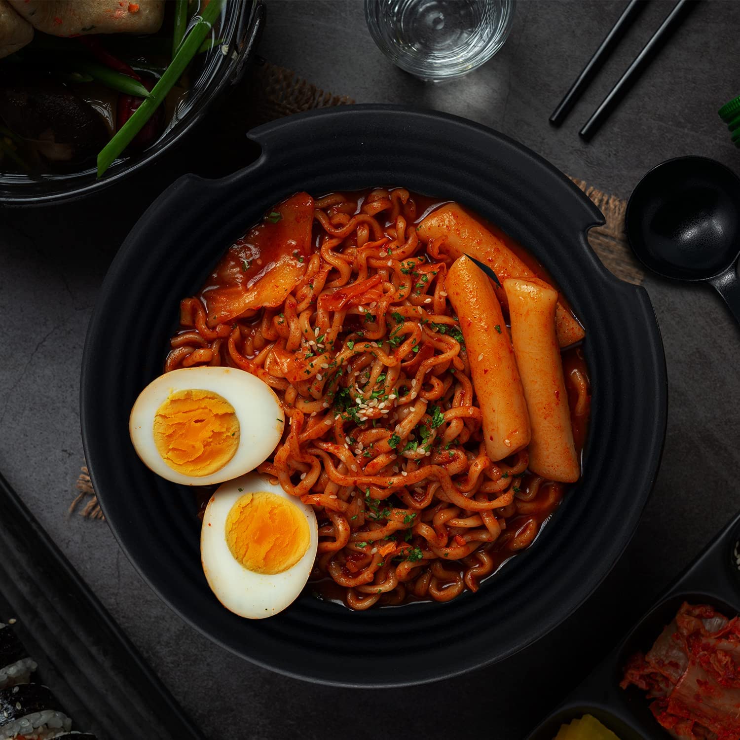 Set of 2 Melamine Bowl with 2 Chopsticks set, Saucers set and Spoon Set, Japanese Style Noodles Bowl