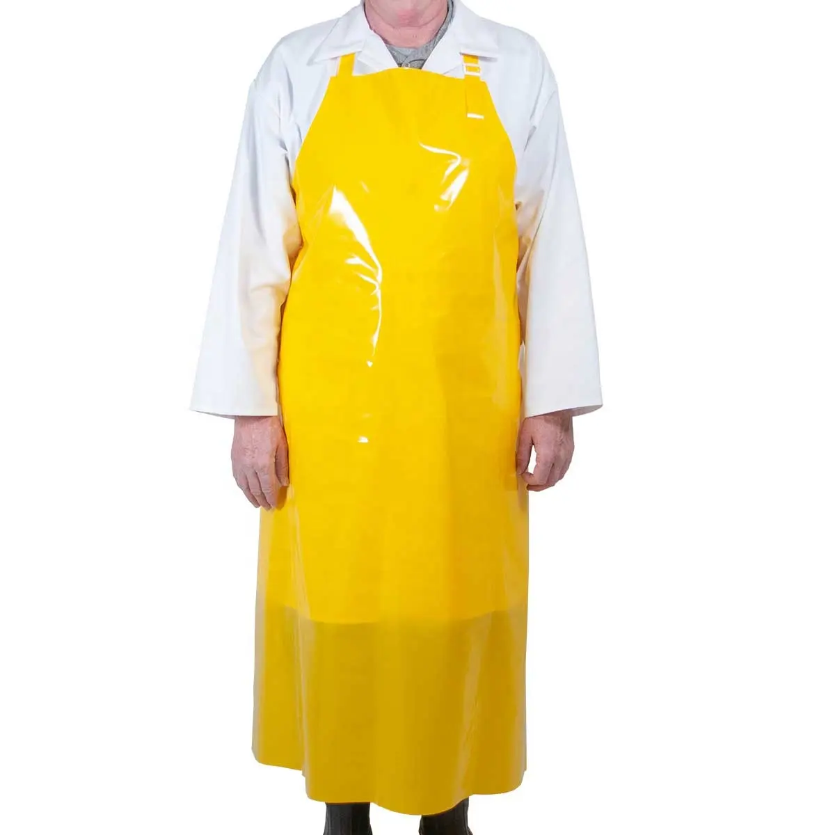 Tablier en PVC jaune à usage chimique Tablier de cuisine imperméable en plastique avec logo personnalisé Tablier de chef en PVC