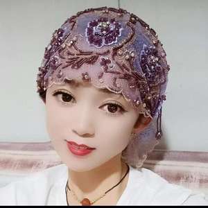 Nouveau Hijab Queue de Poisson Style <span class=keywords><strong>Marocain</strong></span> 2025 à Pompons – Casquette de Ramadan Brodée au Fil d'Or - Product Image 4