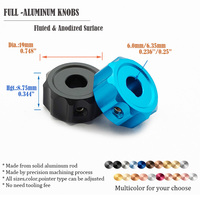 Kenop Putar Aluminium Penuh 19mm, Kenop Volume Audio Beralur Anodized untuk Potensiometer Amplifier Hi-Fi, Poros 6mm 1/4 Inci
