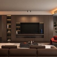 Meuble TV mural modulaire moderne avec éclairage LED, meuble de divertissement en bois pour la maison en Amérique du Nord