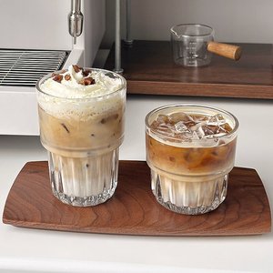 Ly thủy tinh tròn, có thể xếp chồng, dùng cho cà phê đá, cà phê Americano đá, Latte đá, nước ép, tráng miệng, kiểu Úc - Product Image 2