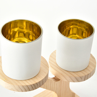 Jars à bougies parfumées en verre de luxe doré électro-plaqué, récipients à bougies en verre, jarre plate pour la fabrication de bougies