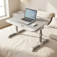 Bureau d'ordinateur pliable robuste, support pour ordinateur portable réglable en hauteur, table portable avec tiroir pour adultes et étudiants