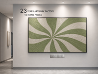 Art mural radial en spirale tressé en corde 3D fait main, vert sauge et blanc, encadré, pour hall d'hôtel, couloir, décoration murale, commande en gros ODM personnalisée