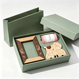 Modern Wooden <b>Gift</b> Set with Picture Frame Elephant Desktop Ornaments & <b>Pink</b> Scented Candles for Corporate Anniversary - Product Image 2