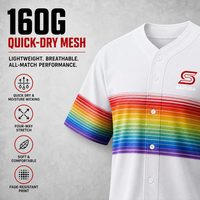Jersey Baseball Custom Grosir Cetak Gradasi Spektrum Cepat Kering Bernapas Kancing Depan Poliester Sublimasi Atasan Tim