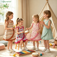 Robe d'été pour petites filles à motif mignon, style débardeur à enrouler, avec bord festonné et nœud décoratif, idéale pour le quotidien et les jeux