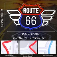 Enseigne néon Route 66, lumière LED à intensité variable. Idéal pour la décoration de la cave des hommes, du garage, de la chambre et des fêtes.