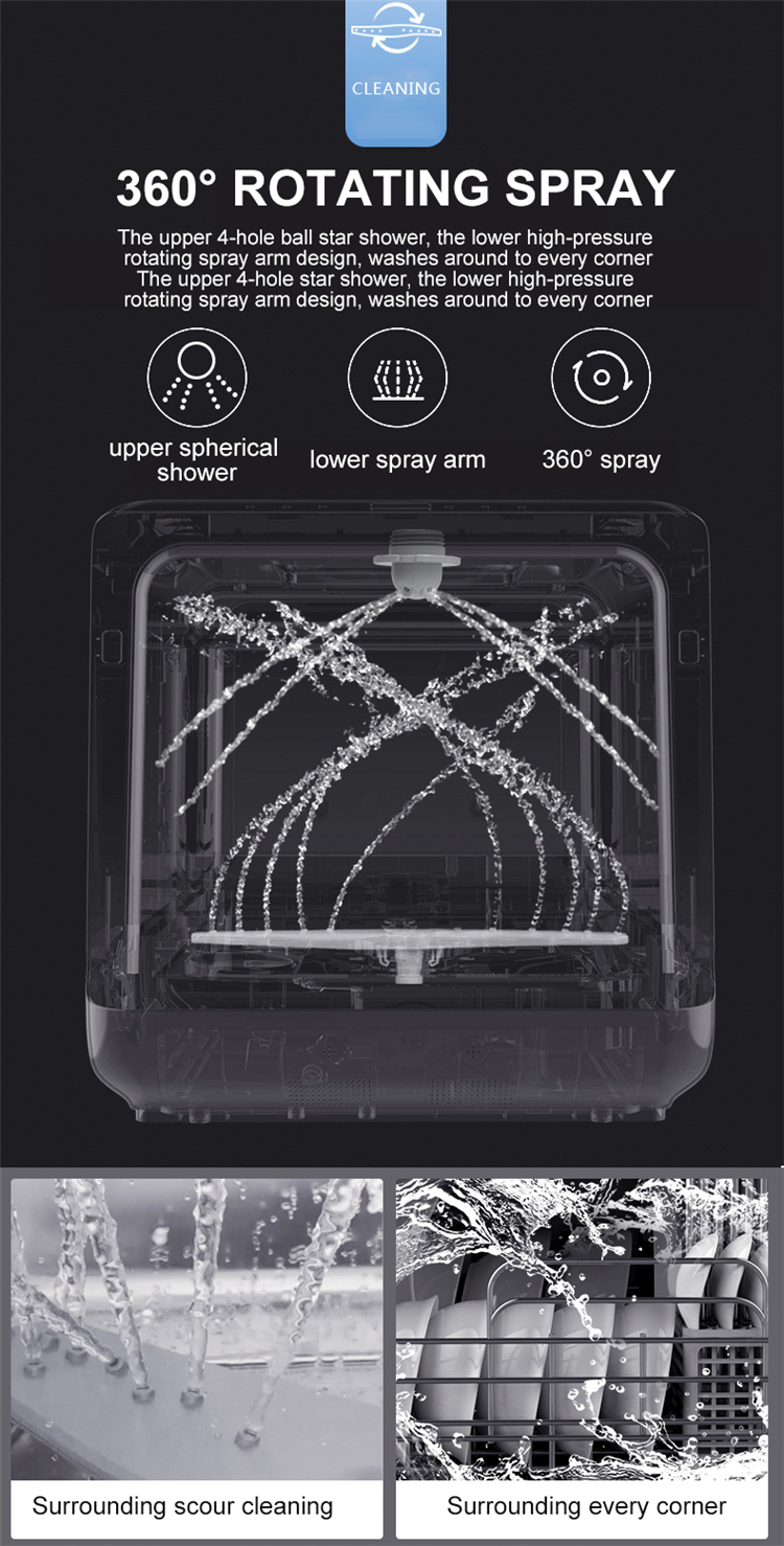 Installation Free Household Intelligent Dishwasher Portable Disinfection And Drying Built In Water Tank Dishwasher Machine OEM