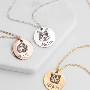 Collier en acier inoxydable avec Portrait gravé <span class=keywords><strong>pour</strong></span> animal de compagnie, cadeau d'anniversaire avec Photo de chat et chien, 2023 - Product Image 1