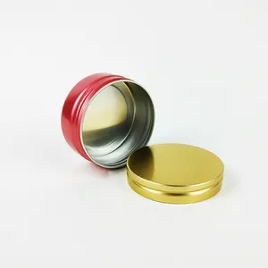 Пустая алюминиевая баночка красного цвета с золотистой винтовой крышкой, алюминиевая банка для косметической кремовой мази, упаковка 50 г