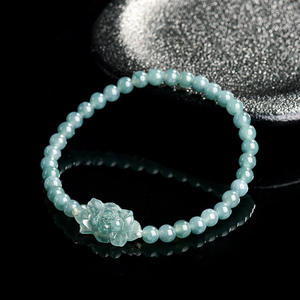 Pulsera de Jadeíta Natural con Flor de Loto, Joyería para Mujer, Estilo Chino, Diseño Original, Regalo con Certificado de Tasación SL142 - Product Image 1