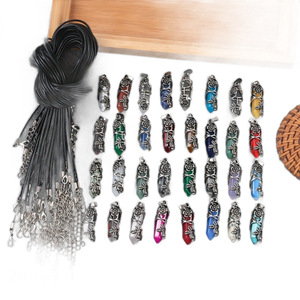 Conjunto de Collar con Colgante de Prisma Hexagonal Haima, Cadena de Cuerda Encerada de 31cm-40cm, Accesorios de Joyería Hechos a Mano - Product Image 5