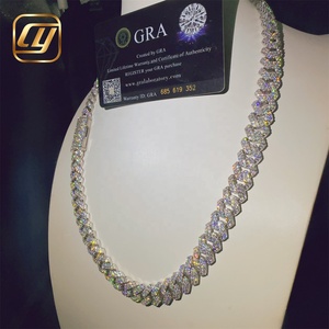 Hip Hop Jewelry 12MM VVS Moissanite Diamond Pass Diamond Tester Sterling Silver 925 Hip Hop <b>Iced</b> <b>Out</b> Cuban Link <b>Chain</b> Necklace - Product Image 1