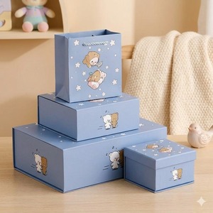 Cute Cartoon-style Recycled Kraft Corrugated Gift Box Set with Customizable Options Including Multi-size Gift Boxes Tote Bags - Product Image 1