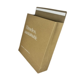 Bao bì thư đóng gói hàng may mặc bằng giấy kraft trắng in ấn, thân thiện với môi trường, dễ phân hủy sinh học, có thể đứng được, có lớp dán kín. - Product Image 1