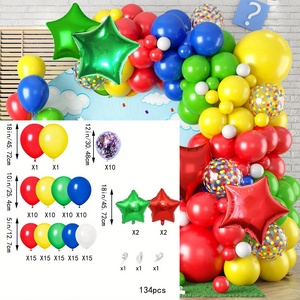 Nouvel ensemble de ballons en latex colorés rouge, jaune, bleu, vert, arche de ballons, guirlande de ballons avec ballon étoile en feuille d'aluminium <span class=keywords><strong>pour</strong></span> fête d'<span class=keywords><strong>anniversaire</strong></span>, fête de remise de diplôme - Product Image 2