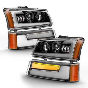 Pour <span class=keywords><strong>Chevrolet</strong></span> <span class=keywords><strong>Silverado</strong></span> 03-06, accessoires Chevy, pare-chocs avant, ensemble de phares, phares à LED avec feux de jour/clignotants - Product Image 1