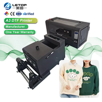 Impresora Textil LETOP con 2 Cabezales de Impresión, Película PET, Camisetas DTF, Fácil de Operar, Impresoras de Inyección de Tinta, Impresora DTF Pequeña de 30 cm A3 XP600