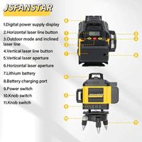 Niveaux laser rotatifs auto-nivelants 4D 16 lignes croisées 50 mètres avec trépied