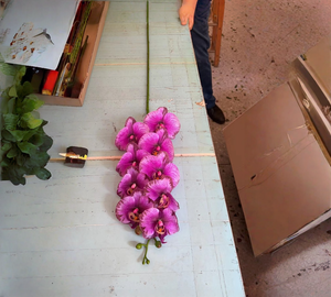 ดอกกล้วยไม้9หัวดอกไม้ประดิษฐ์ดอกไม้สัมผัสได้จริงสำหรับการจัดดอกไม้ในงานแต่งงาน - Product Image 4