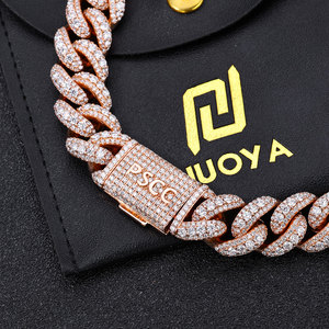 Bijoux Hip Hop pour hommes 15mm 3 rangées de diamants glacés chaîne cubaine collier plaqué or blanc chaîne à maillons cubains <span class=keywords><strong>Miami</strong></span> - Product Image 5