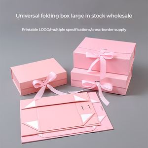Wholesale One-Piece Solid Color Flip-Fold Gift Box Bow Folding Packaging for Cross-Border Foreign <strong>Trade</strong> <strong>Decorative</strong> Object - Product Image 4