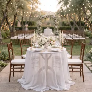 <span class=keywords><strong>Nappe</strong></span> en lin blanc extra fine, taille personnalisée, pour mariage, événement, couverture de table moderne et élégante, décoration de table à manger, vente en gros OEM - Product Image 4