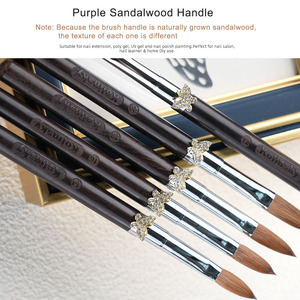 Pinceau à ongles en acrylique Kolinsky à manche en bois de santal violet, poils purs, pour application de poudre acrylique 3D et peinture - Product Image 3