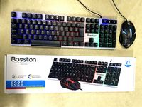 Clavier et souris de jeu BOSSTON 1600 DPI avec rétroéclairage LED, ergonomique, étanche, ultra fin, filaire, mini, multimédia, taille standard