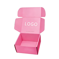 Boîte d'expédition en carton ondulé rose de luxe sur mesure avec laminage mat et logo personnalisé pour l'emballage de cosmétiques et de cadeaux e-commerce