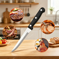 Outils de cuisine, couteau de chef en acier inoxydable, lame dentelée, manche en bois, ensemble de coupe, ensemble d'ustensiles de cuisine