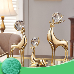 Cerfs en laiton massif 10 pièces, haute qualité, décorations de haute qualité pour meuble <span class=keywords><strong>TV</strong></span> et armoire à vin, salon, maison - Product Image 2