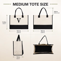 Sac fourre-tout en toile de coton imprimé sur mesure avec bordure contrastée et poignées d'épaule, vente en gros pour les chaînes de magasins et les boutiques