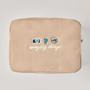 Pochette de toilette personnalisée brodée avec monogramme, motif gaufré, grande trousse de maquillage de voyage, sac cosmétique gaufré - Product Image 5