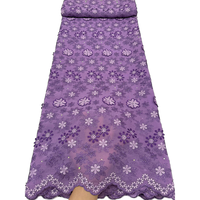 NI.AI Nouveauté Tissu en Dentelle Africaine Florale de Luxe avec Applique Florale 3D en Voile Suisse pour Vêtements