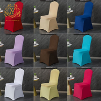 Vente en gros de housses de chaises enveloppées de pieds Housse de chaise d'hôtel personnalisée Housse de chaise blanche élastique épaisse pour salle de réunion de mariage