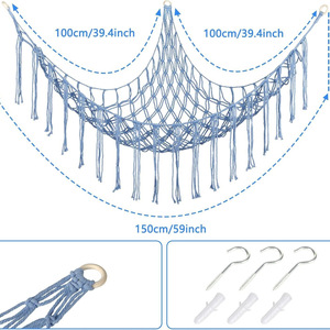 Al por mayor Organizador de almacenamiento colgante de pared para esquina, tipo hamaca de malla tejida de algodón, para juguetes de peluche infantiles y animales de bebé - Product Image 2
