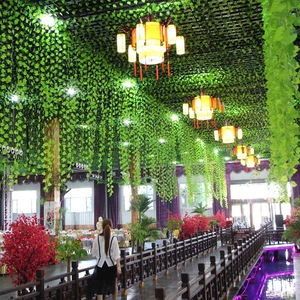 ใบองุ่นปลอมแบบเลื้อย ยี่ห้อจินฉาน เมืองเหวินเฉียว ความยาว 200 ซม. ทำจากพลาสติกและผ้าไหม ตกแต่งบ้านสไตล์ธรรมชาติ - Product Image 1