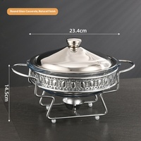 Petit réchaud de buffet en verre isolant pour hôtel, design moderne doré, classe d'efficacité énergétique 1, équipement de maintien au chaud avec garantie d'un an