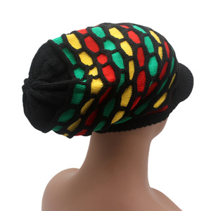 Bonnet reggae jamaïcain chaud avec bord rayé coloré étendu arc-<span class=keywords><strong>en</strong></span>-ciel tricoté pull chapeau - Product Image 5
