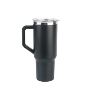 40oz Vacuum Metal Cup Stainless Steel Travel Mug Plastic Outer Travel Cup Tumbler with Handle