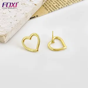 foxi jewelry 18k gold plated heart fashion earnings jewelry women brass custom heart earrings 2023