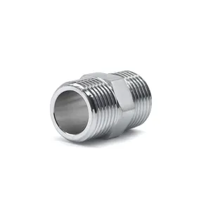 Pezón hexagonal de rosca de latón de alta calidad 1/2 " - 2" cromado para tubería de agua