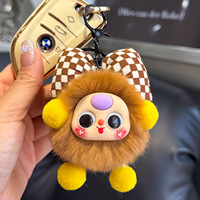 Fausse fourrure de lapin personnalisé splendide boule de charbon de dessin animé pendentif de voiture porte-clés en peluche jouet pour voiture porte-clés en peluche pendentif de sac