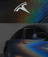 Film d'emballage en vinyle pour voiture PET Air Release Black Laser Rainbow Chrome Vinyl Wraps Rainbow PVC Electroplate Laser Wrapping Film