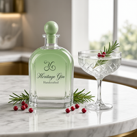 Bouteille de luxe en verre super-flint de 700 ml avec base lourde, carafe vide pour spiritueux, whisky, vodka, brandy, gin – Vente en gros personnalisée directement de l'usine